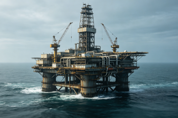 Offshore oil platform realistic scene
