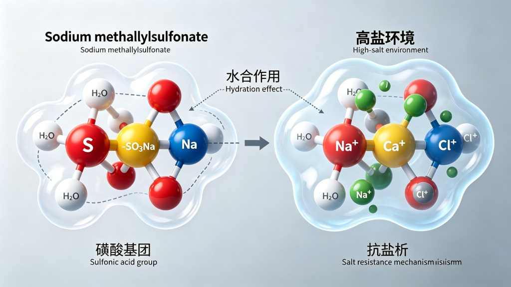 Excellent water solubility and anti-salting-out ability based on the hydration of sulfonic acid groups